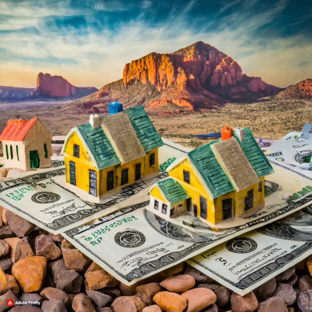 arizona home advisor, houses with money under them in a arizona landscape